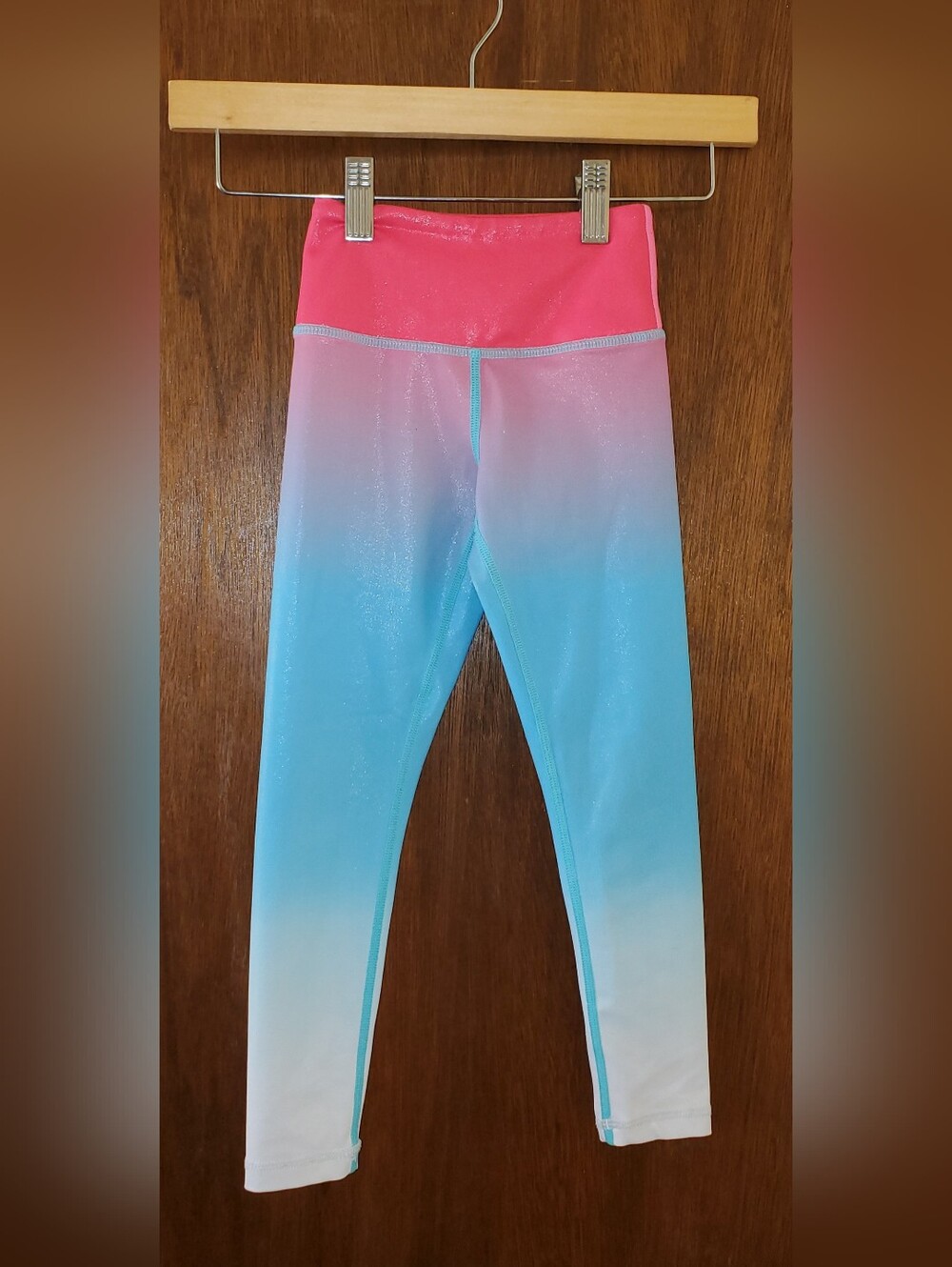 Zyia Active Firecracker Ombré Pink to Blue Leggings Girls Sz 4-5